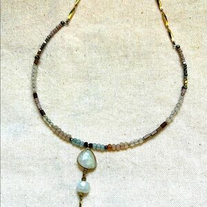 Anthropologie Nakamol Crystal Y Lariat Necklace
